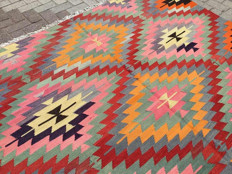 Bohemian Kilim Vintage -matto 289cm x 202cm käsinkudottu