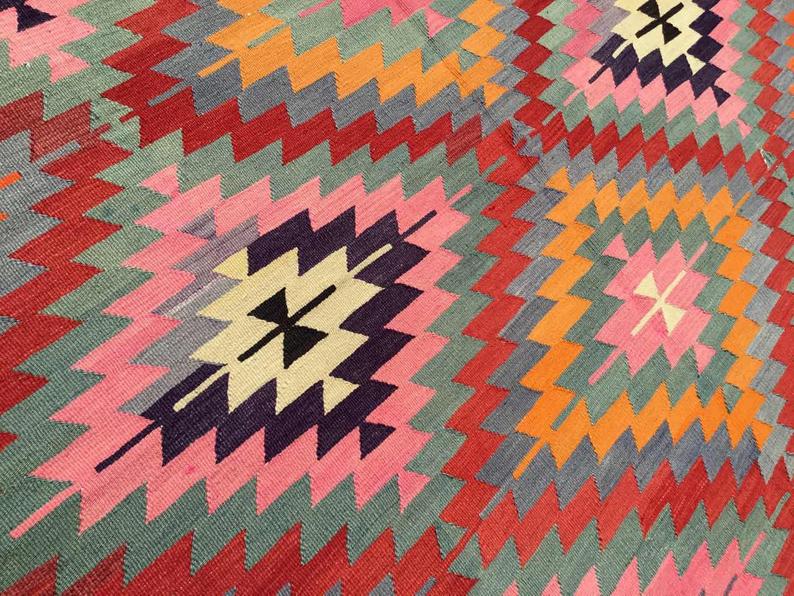 Bohemian Kilim Vintage -matto 289cm x 202cm käsinkudottu