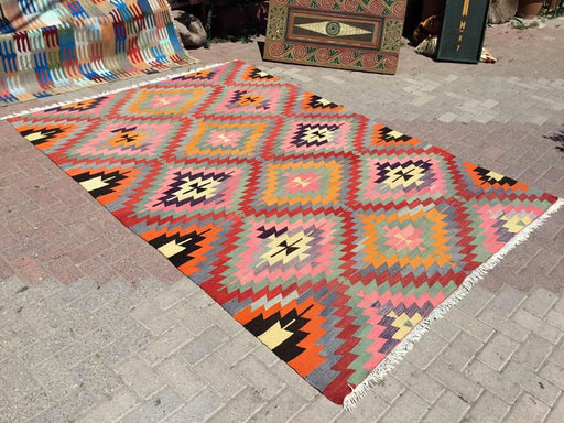 Bohemian Kilim Vintage Rug 289cm x 202cm Handwoven