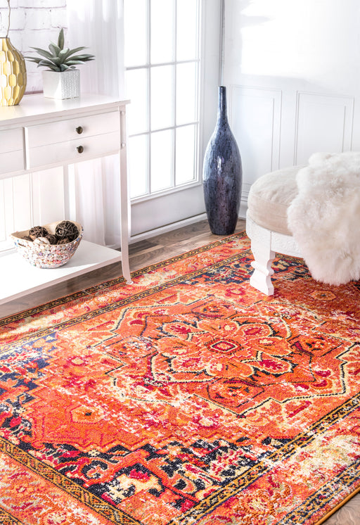 Bohemian Orange Center Medallion Area Rug 100x150 cm