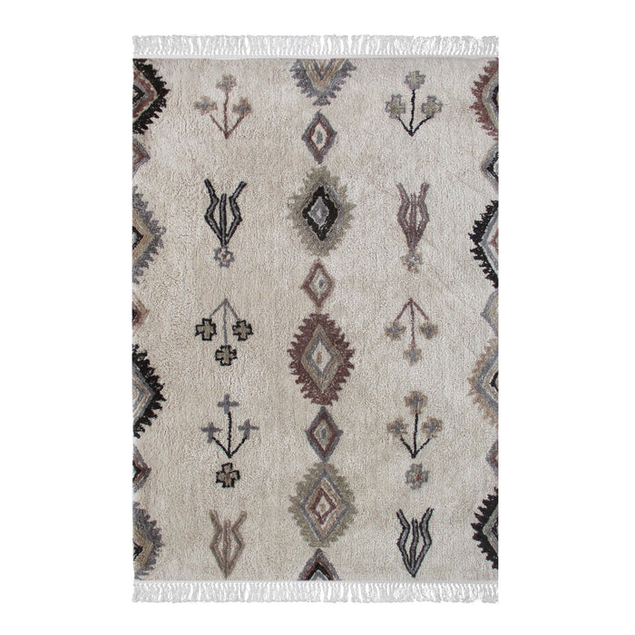 Bohemian Table Tufted Cotton Rug for Subtle Home Decor