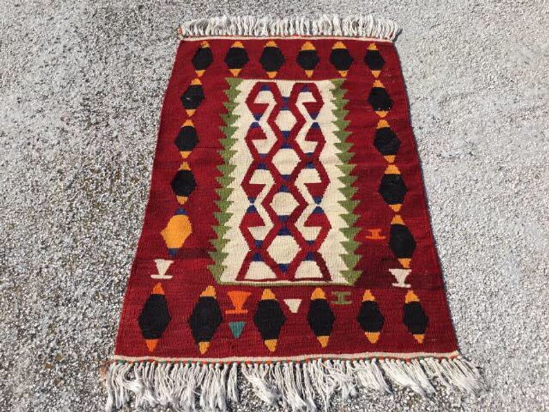 Bohemian Vintage käsinkudottu Kilim-matto 112 cm x 73 cm