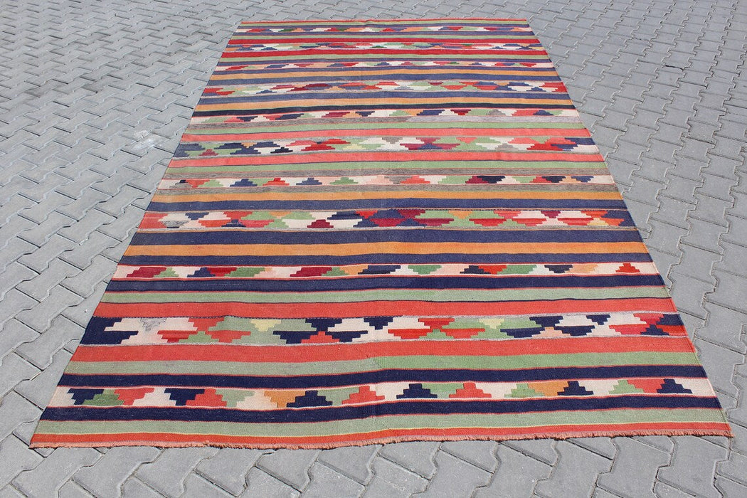 Bohemian Vintage Kilim -matto 206x341 cm Käsintehty villa