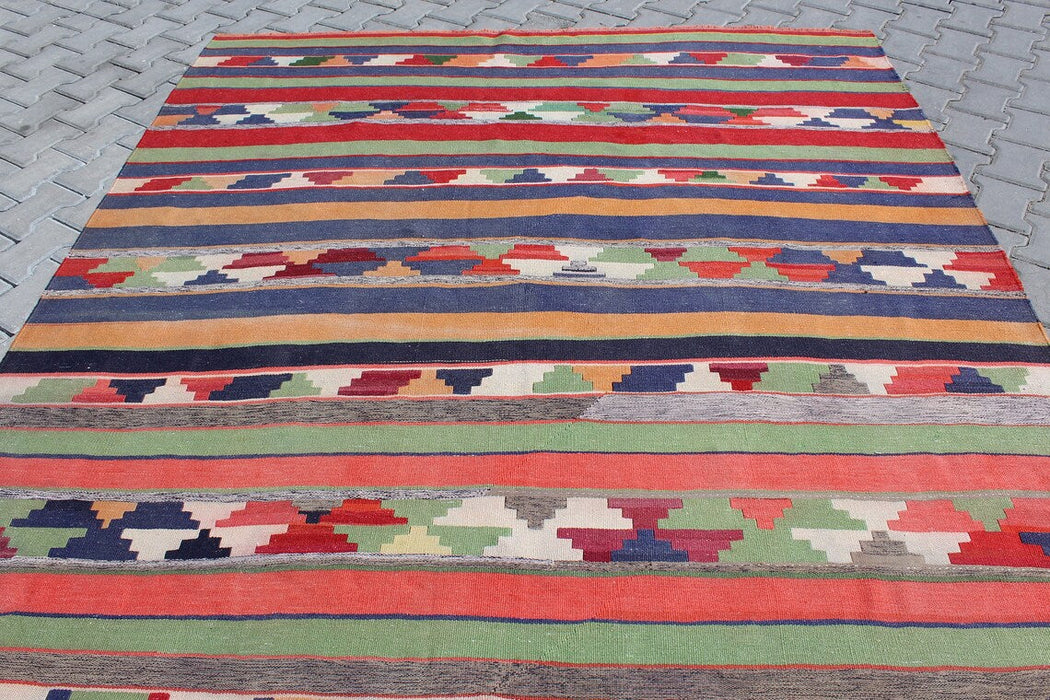 Bohemian Vintage Kilim -matto 206x341 cm Käsintehty villa