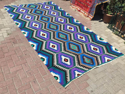 Bohemian Vintage Kilim Rug 339cm x 170cm Handwoven