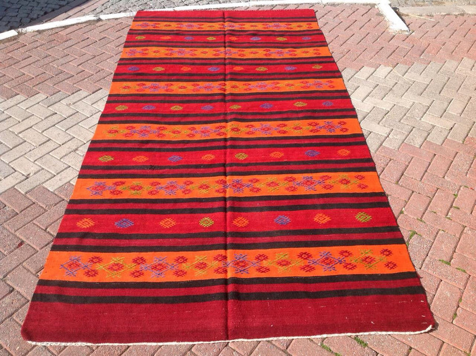 Boheems Vintage Kelim-tapijt 348 cm x 167 cm handgeweven