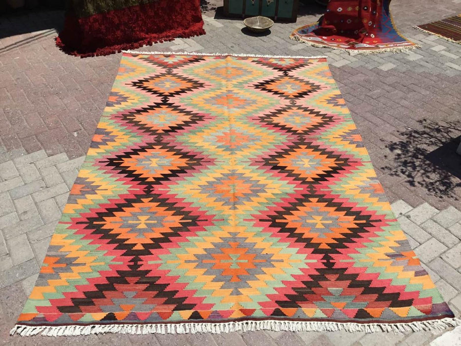 Bohemian Wool And Cotton Area Rug 285cm x 191cm