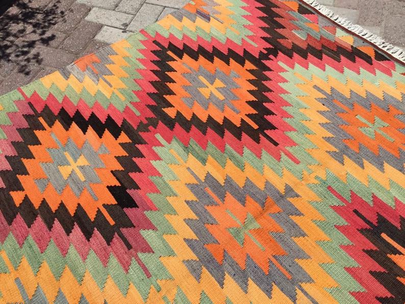 Bohemian Wool And Cotton Area Rug 285cm x 191cm