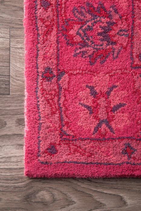 Bohemian Wool Area Rug σε ροζ για σαλόνι