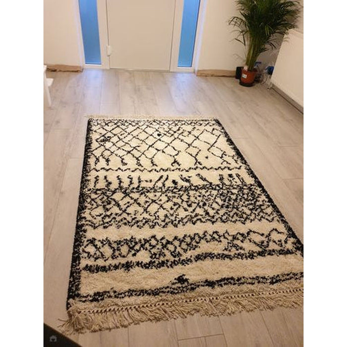 Boho 5402 Modern Moroccan Berber Soft Plush Shaggy White/Black Rug