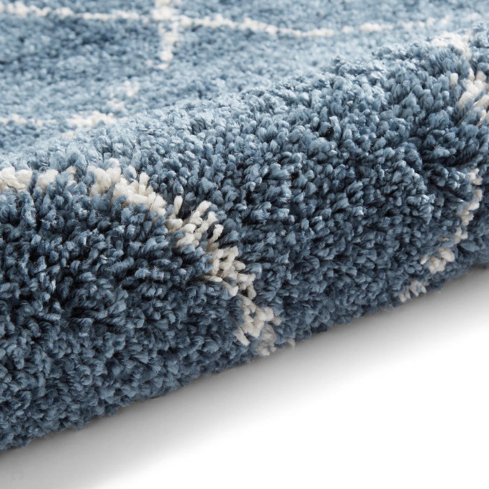 Boho 5413 Modern Moroccan Berber Soft Plush Shaggy Blue Rug