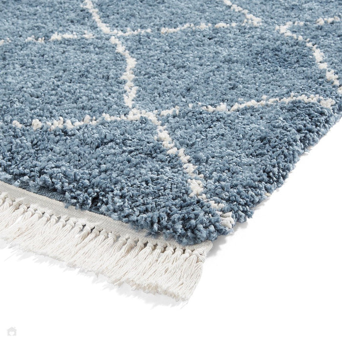 Boho 5413 Modern Moroccan Berber Soft Plush Shaggy Blue Rug