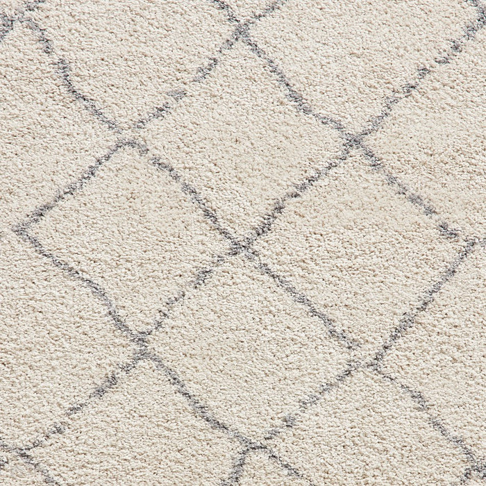 Boho 5413 Modern Moroccan Berber Soft Plush Shaggy Cream Rug