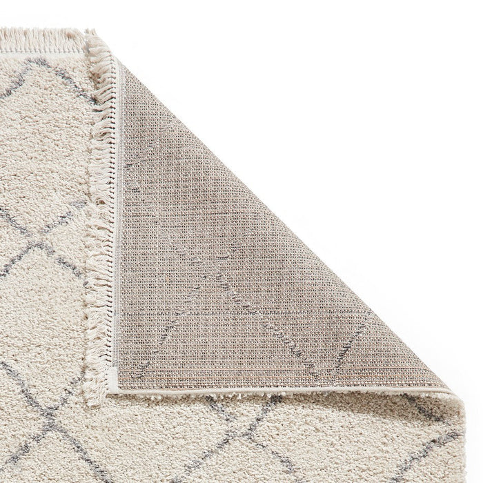 Boho 5413 Modern Moroccan Berber Soft Plush Shaggy Cream Rug