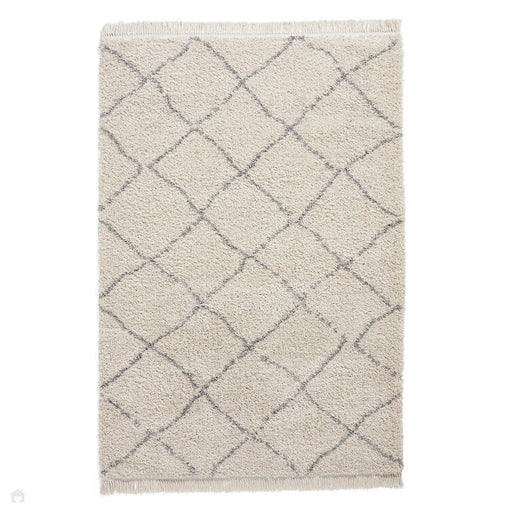 Boho 5413 Modern Moroccan Berber Soft Plush Shaggy Cream Rug