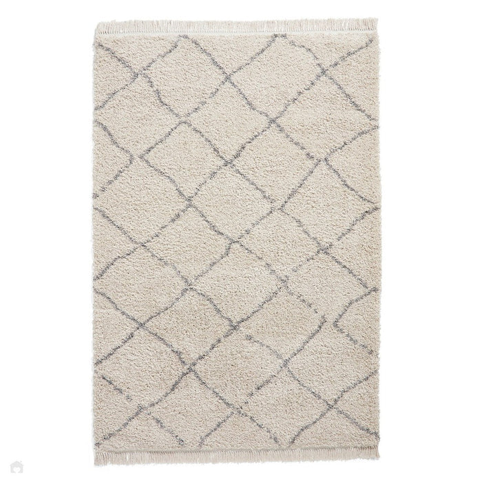 Boho 5413 Modern Moroccan Berber Soft Plush Shaggy Cream Rug