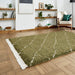 Boho 5413 Modern Moroccan Berber Soft Plush Shaggy Green Rug