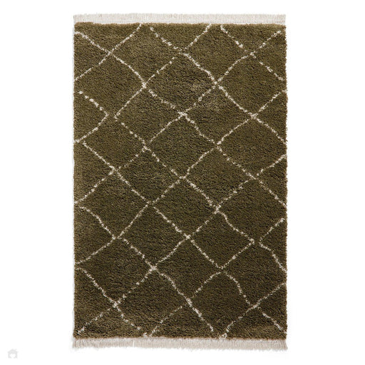 Boho 5413 Modern Moroccan Berber Soft Plush Shaggy Green Rug