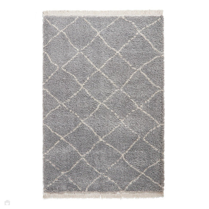 Boho 5413 Modern Moroccan Berber Soft Plush Shaggy Grey Rug