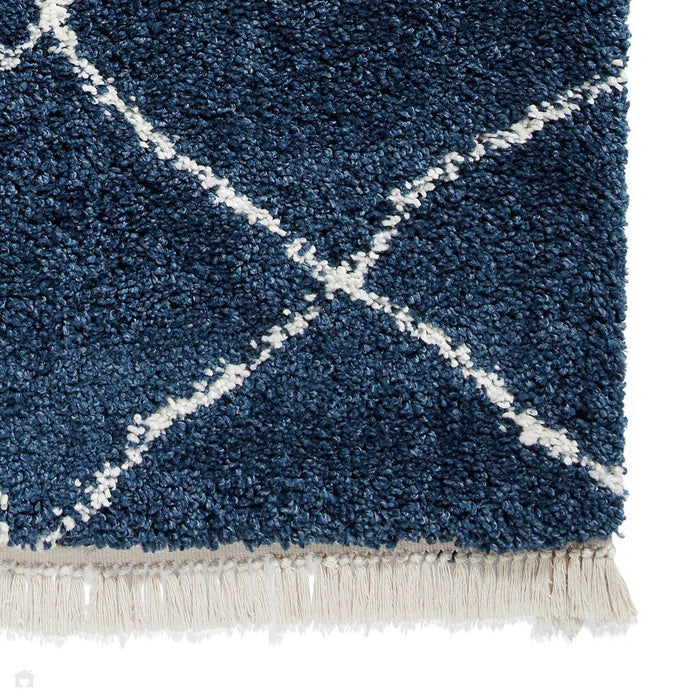 Boho 5413 Modern Moroccan Berber Soft Plush Shaggy Navy Rug