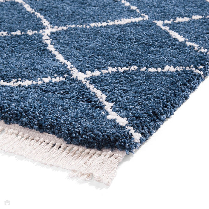 Boho 5413 Modern Moroccan Berber Soft Plush Shaggy Navy Rug