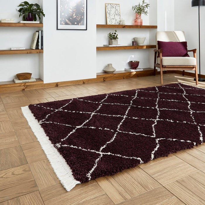 Boho 5413 Modern Moroccan Berber Soft Plush Shaggy Purple Rug