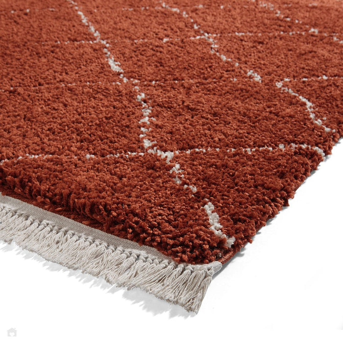 Boho 5413 Modern Moroccan Berber Soft Plush Shaggy Rust Rug