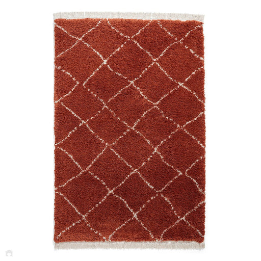 Boho 5413 Modern Moroccan Berber Soft Plush Shaggy Rust Rug