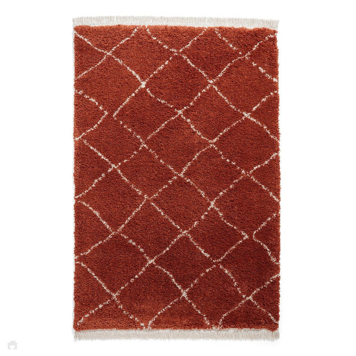 Boho 5413 Modern Moroccan Berber Soft Plush Shaggy Rust Rug