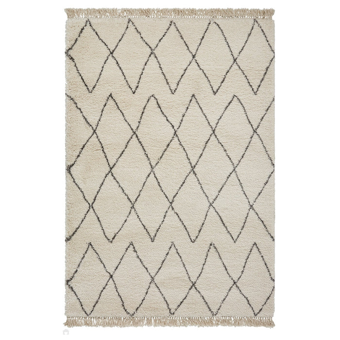 Boho 8280 Modern Moroccan Berber Soft Plush Shaggy Cream/Grey Rug