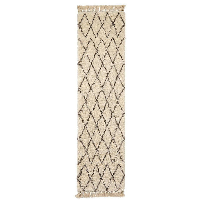 Boho 8280 Modern Moroccan Berber Soft Plush Shaggy Cream/Grey Rug