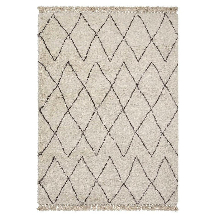 Boho 8280 Modern Moroccan Berber Soft Plush Shaggy Cream/Grey Rug