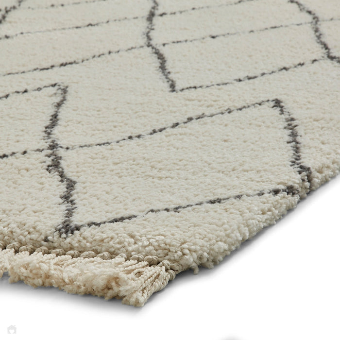 Boho 8280 Modern Moroccan Berber Soft Plush Shaggy Cream/Grey Runner