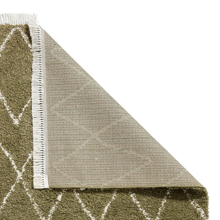 Boho 8280 Modern Moroccan Berber Soft Plush Shaggy Green Rug