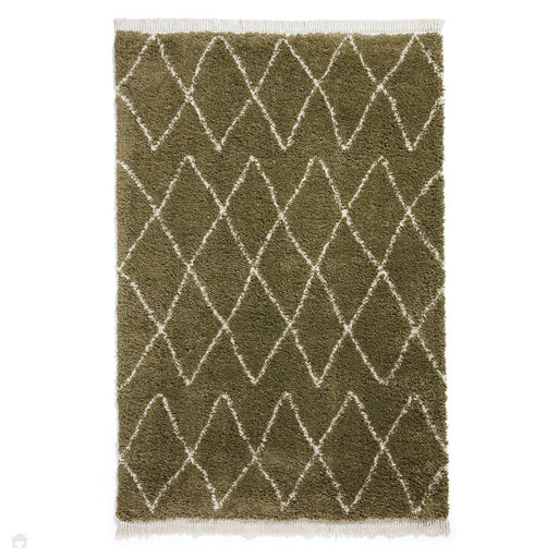 Boho 8280 Modern Moroccan Berber Soft Plush Shaggy Green Rug