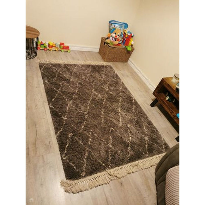 Boho 8280 Modern Moroccan Berber Soft Plush Shaggy Grey Rug