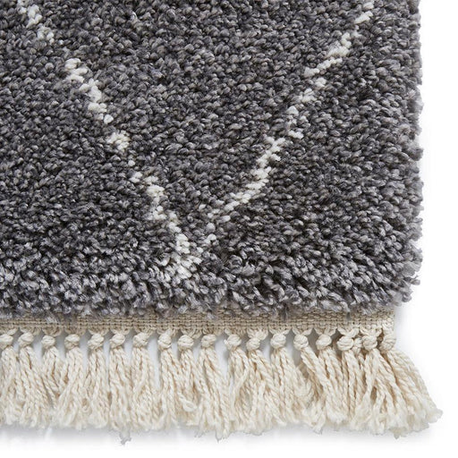 Boho 8280 Modern Moroccan Berber Soft Plush Shaggy Grey Runner