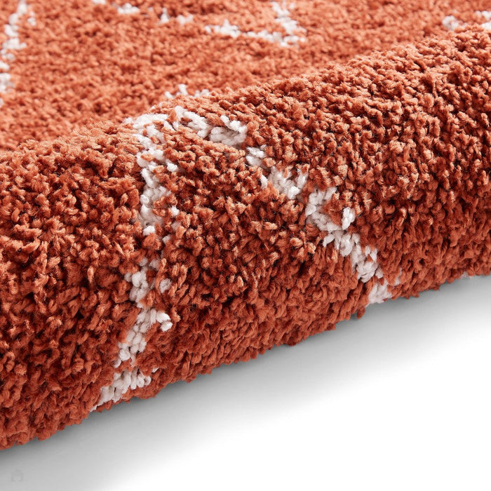 Boho 8280 Modern Moroccan Berber Soft Plush Shaggy Rust Rug