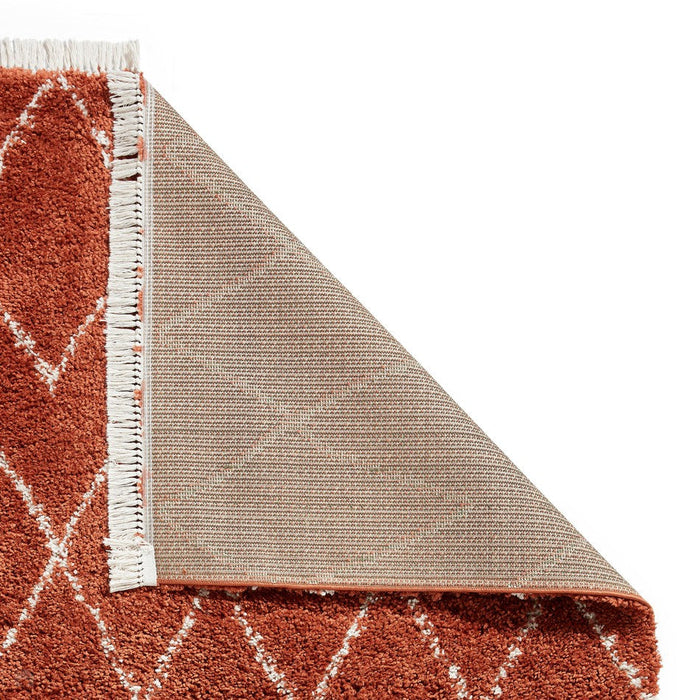 Boho 8280 Modern Moroccan Berber Soft Plush Shaggy Rust Rug