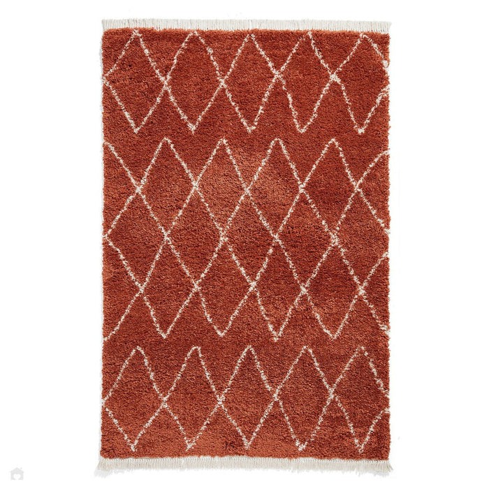 Boho 8280 Modern Moroccan Berber Soft Plush Shaggy Rust Rug