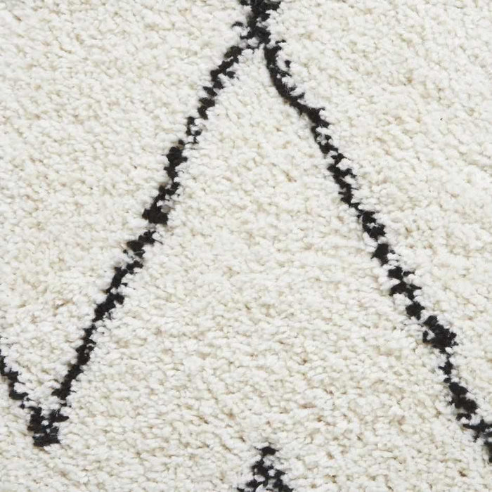 Boho 8280 Modern Moroccan Berber Soft Plush Shaggy White/Black Rug