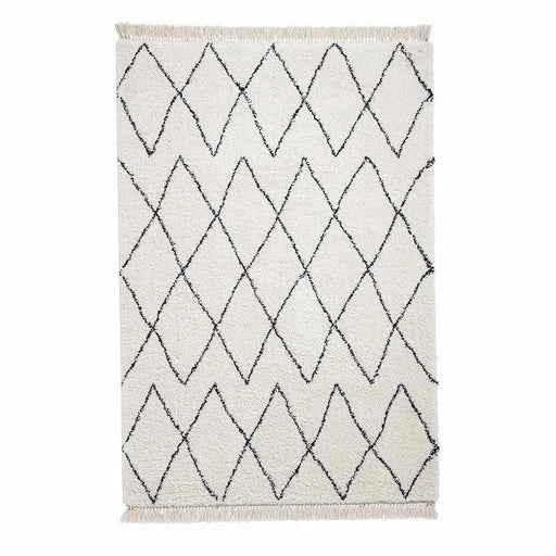 Boho 8280 Modern Moroccan Berber Soft Plush Shaggy White/Black Rug