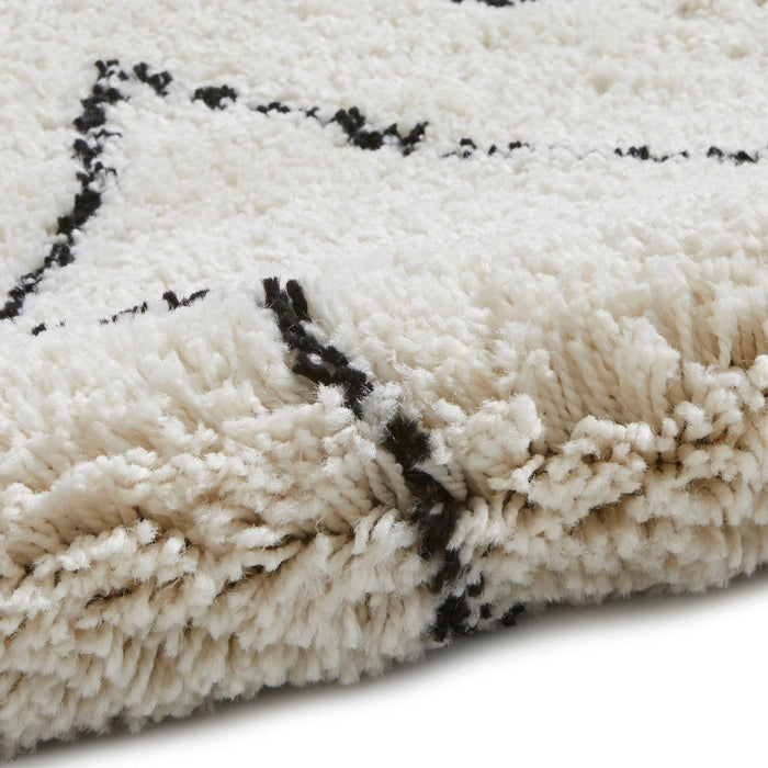 Boho 8280 Modern Moroccan Berber Soft Plush Shaggy White/Black Runner