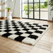 Boho 9433 Modern Moroccan Berber Checkerboard Soft Plush Shaggy Black/White Rug