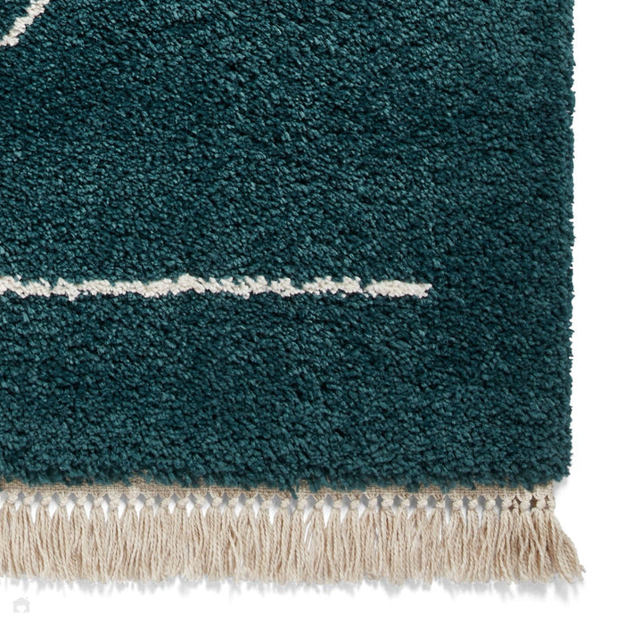 Boho A474 Modern Moroccan Berber Soft Plush Shaggy Dark Green Rug