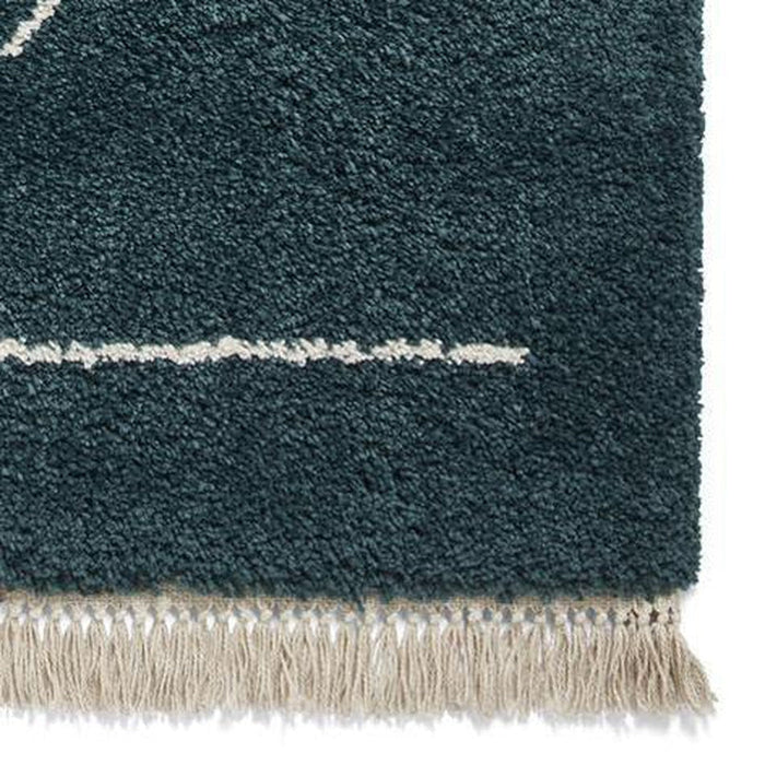 Boho A474 Modern Moroccan Berber Soft Plush Shaggy Dark Green Rug