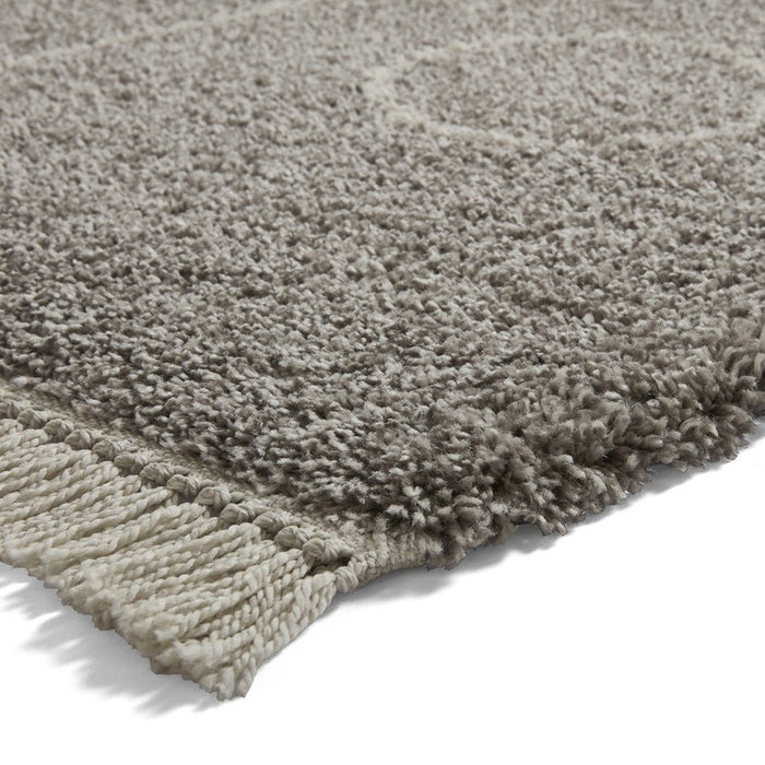 Boho A474 Modern Moroccan Berber Soft Plush Shaggy Grey/Cream Rug