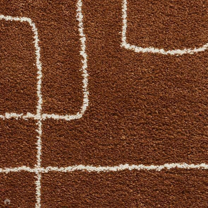 Boho A474 Modern Moroccan Berber Soft Plush Shaggy Rust Brown Rug