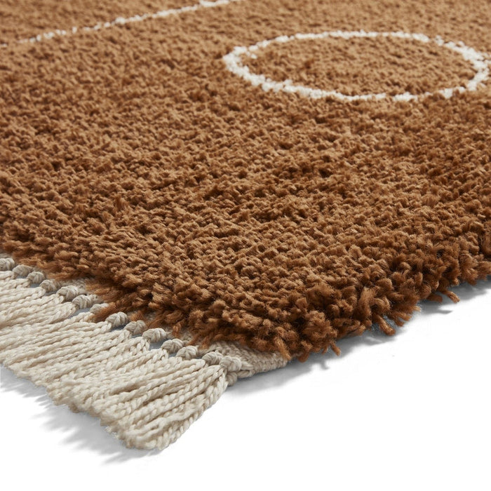 Boho A474 Modern Moroccan Berber Soft Plush Shaggy Rust Brown Rug