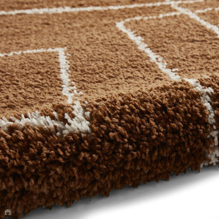 Boho A474 Modern Moroccan Berber Soft Plush Shaggy Rust Brown Rug